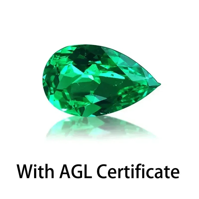AGL Lab Grown Hydrothermal Pear Cut Lab Grown Colombia Emerald Loose Gemstones