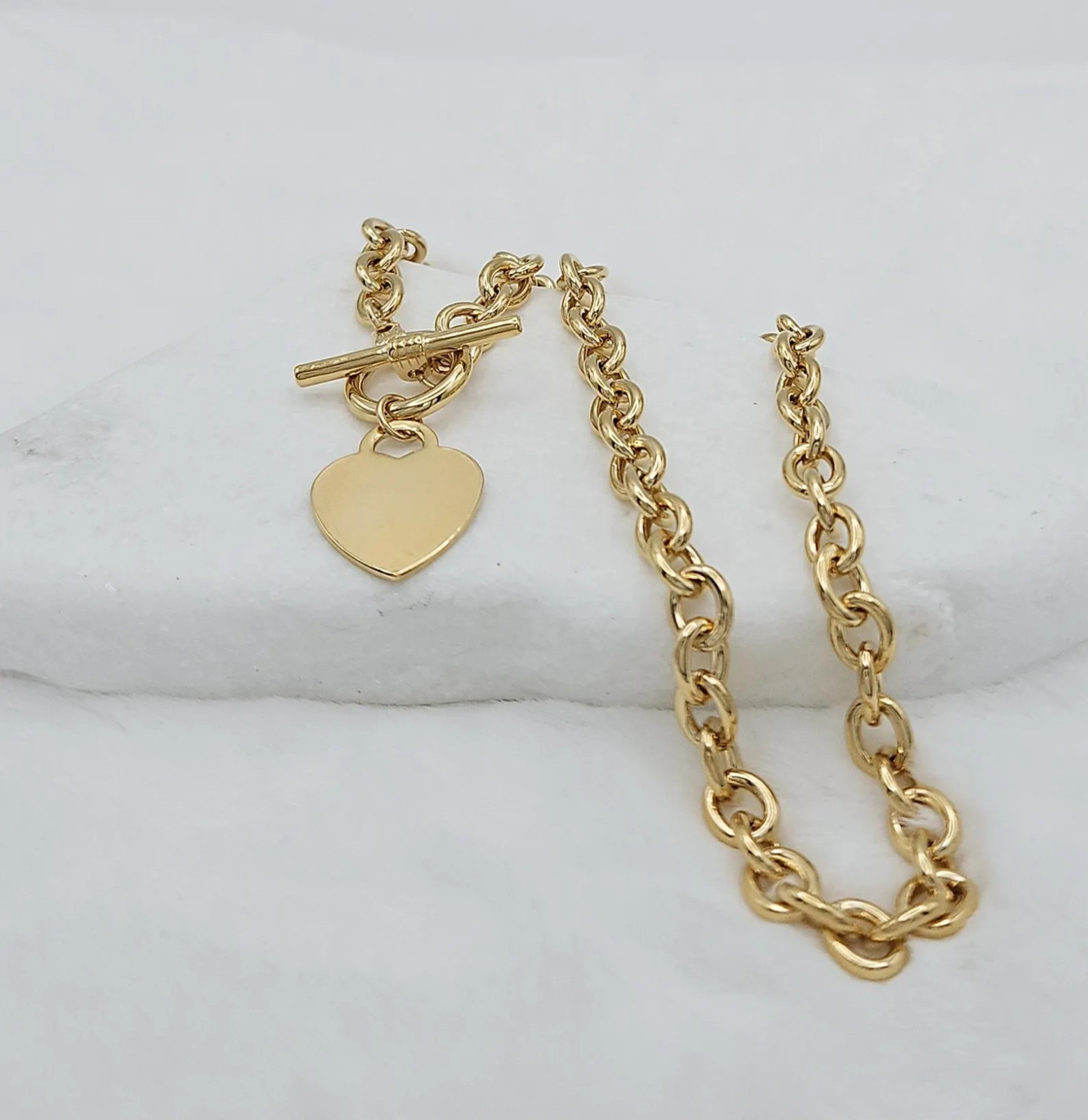 Gold Toggle Necklace For Women, 14k Heavy Plated Gold Toggle & Tag Necklace
