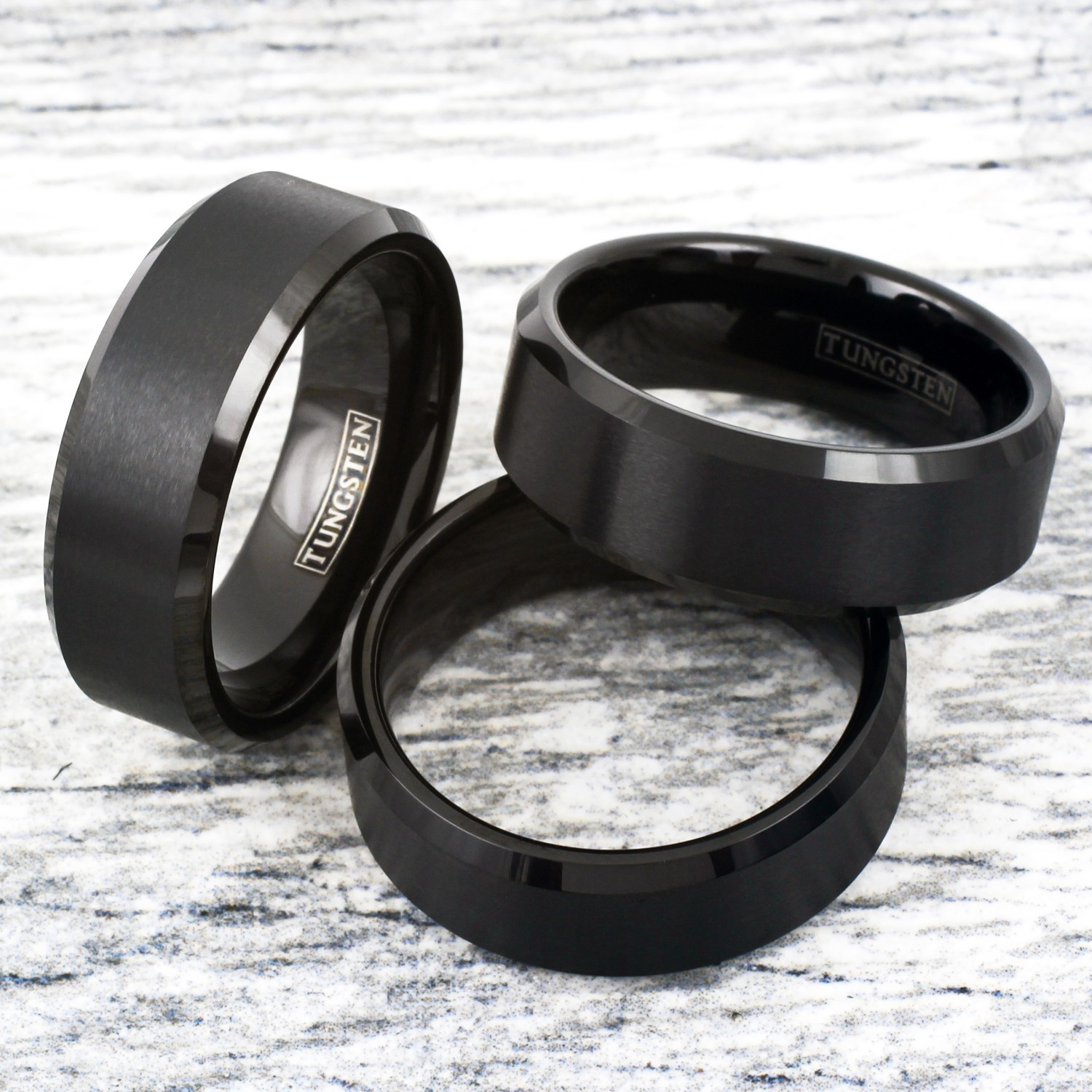 6/8mm Black Tungsten Carbide Men’s Brushed Wedding Band Ring Engraving Avail.