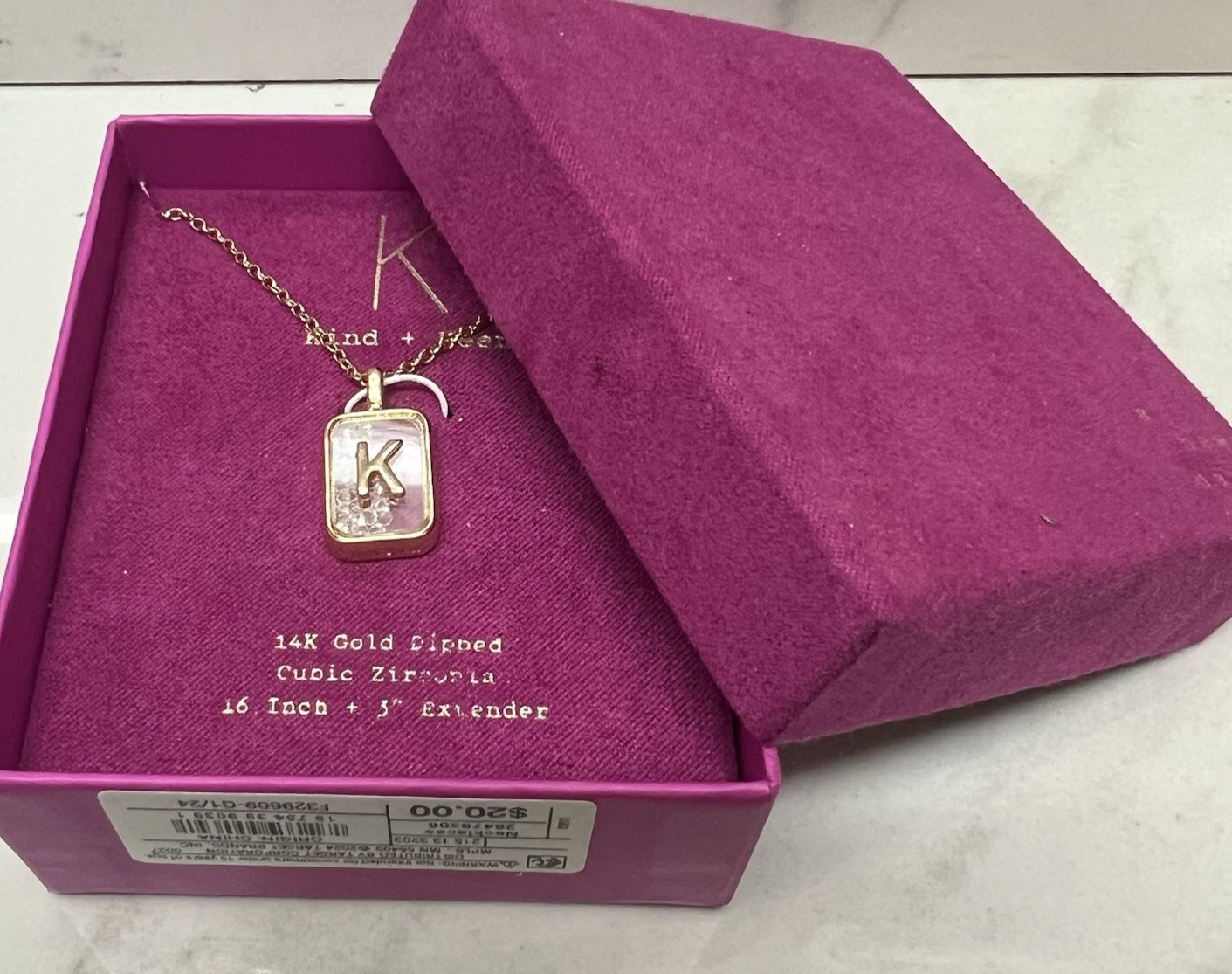 NWT 14k Gold Dip Cubic Zirconia Pierced Initial “K” Shaker Necklace – a New Day