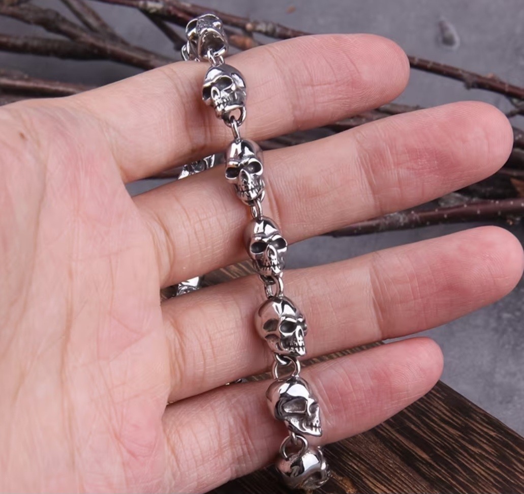 Men’s Stainless Steel Skull Bracelet Gift Unisex Free Shipping US Seller