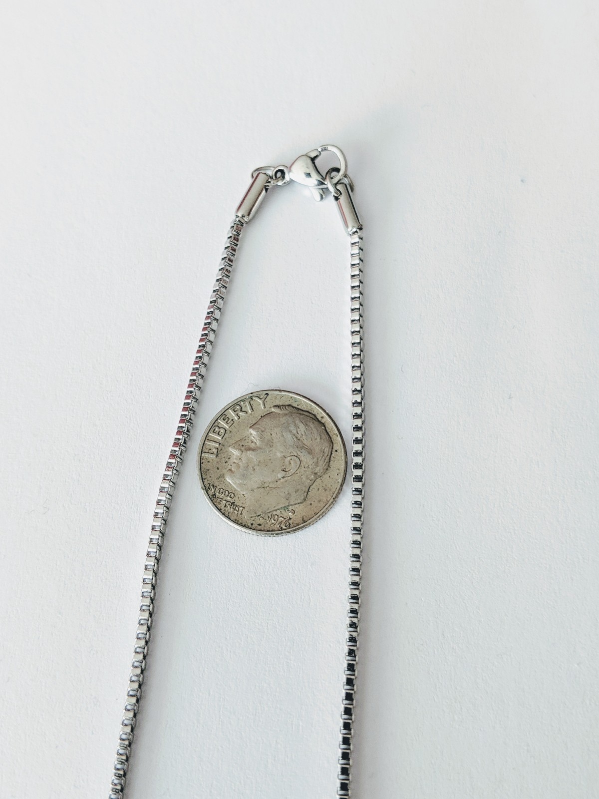 1.5mm Stainless Steel Silver Box Chain Necklace 18″ inch