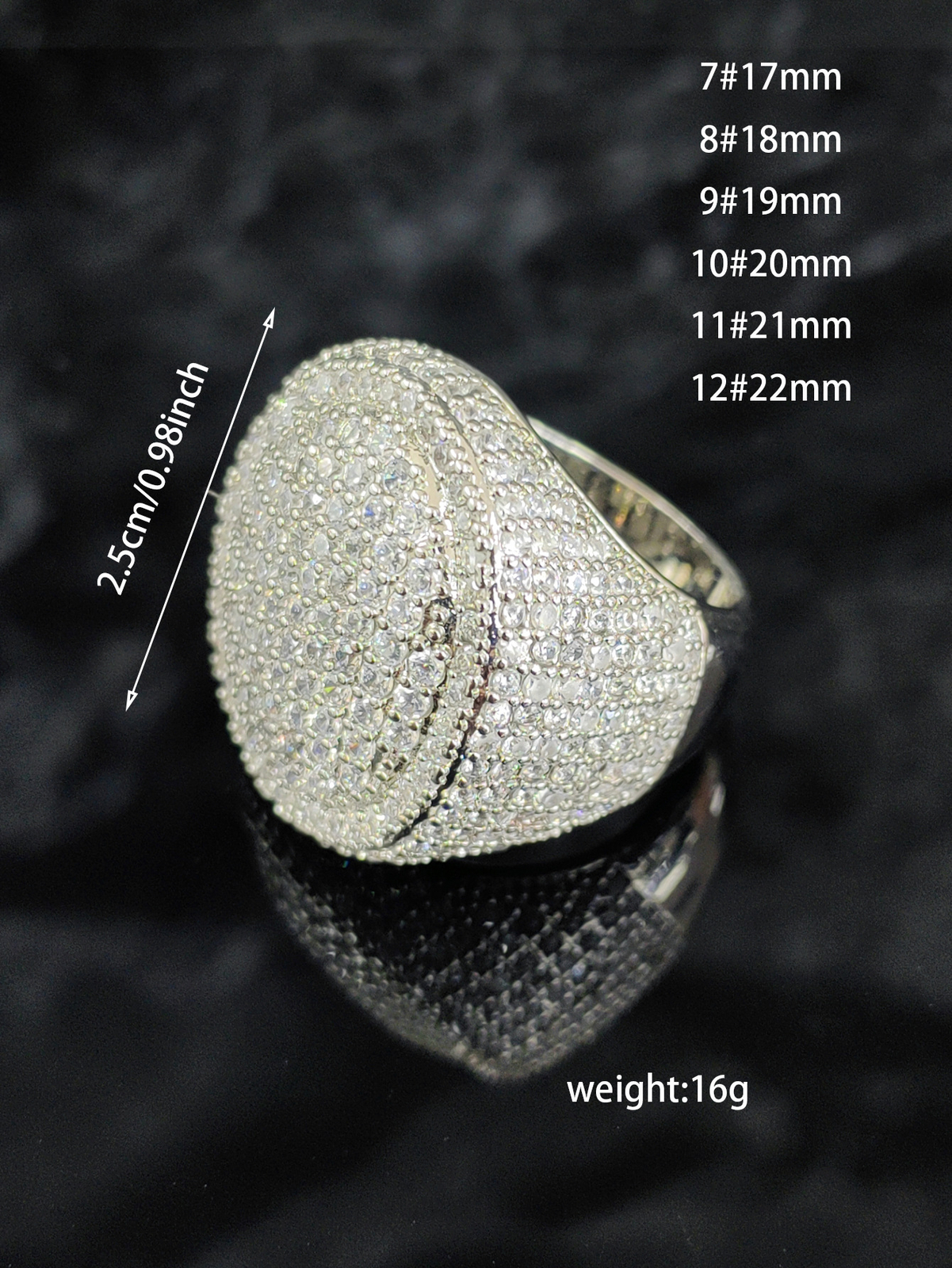 Hip Hop Casting Oval Egg Rings 18K Real Gold Plated Full 5A Zircon Mens Jewelry
