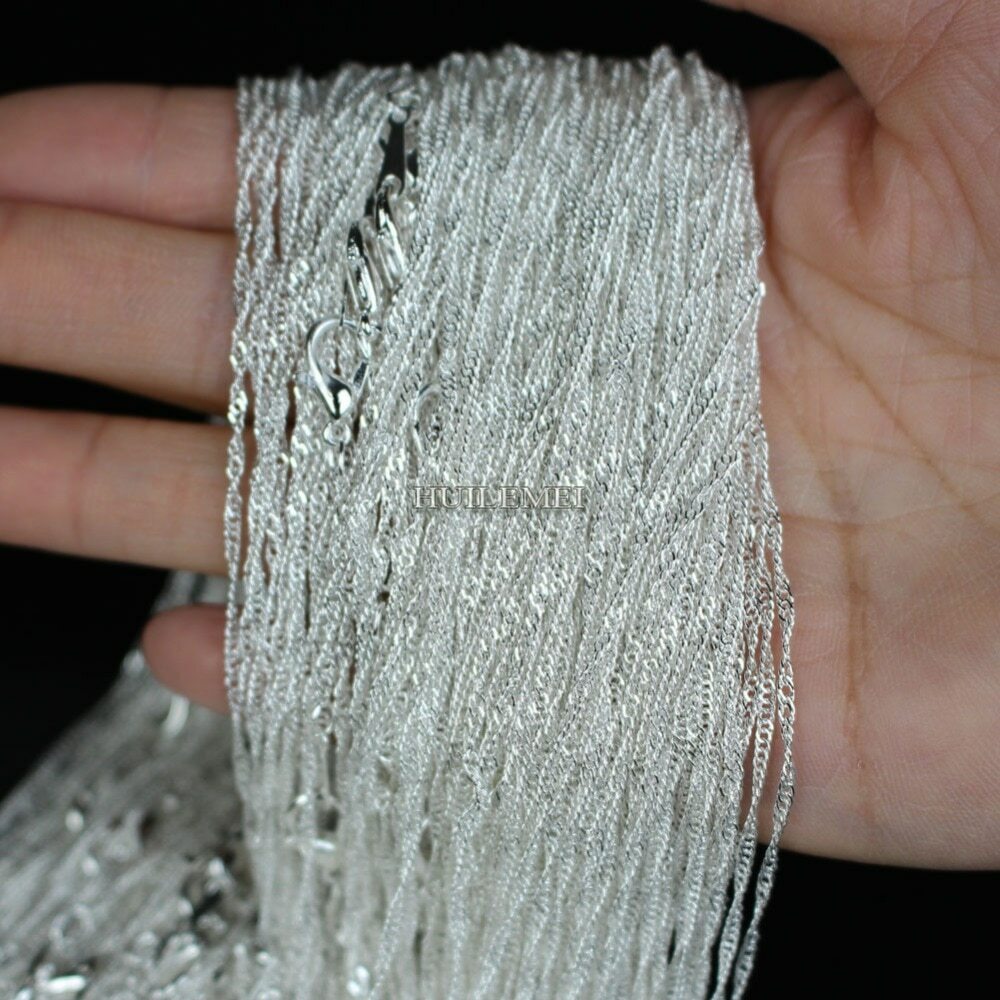 10pcs/lot 2mm 925 Silver Plated Water Wave Chain Necklaces 16″ 18″ 20″ 24″