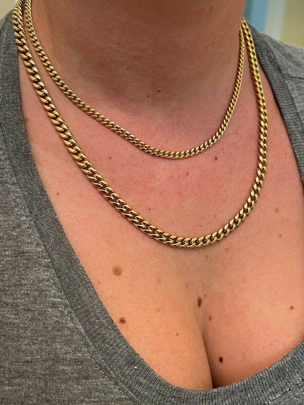 Real Miami Cuban Link Chain Necklace / Bracelet 14k Gold Plated Stainless Steel