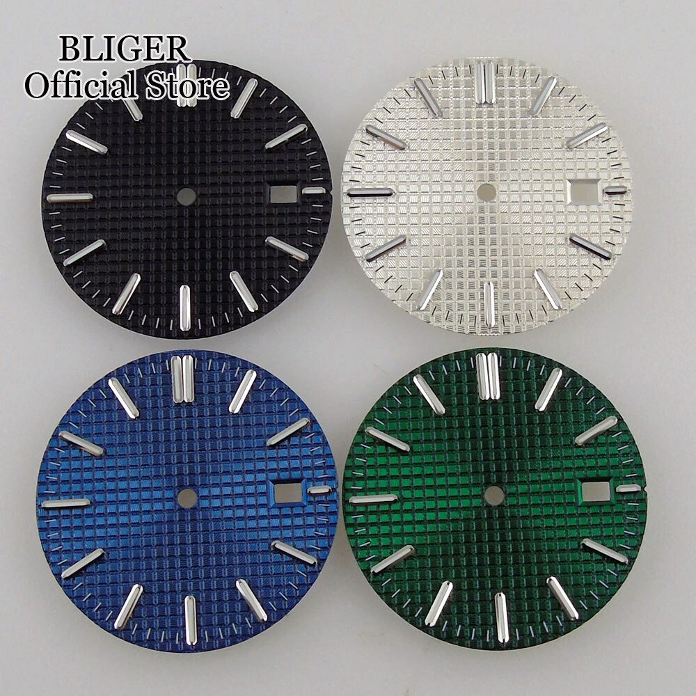 42mm Brushed Watch Case Bracelet 31.7mm Black Blue Dial Fit NH35 NH36 Sapphire