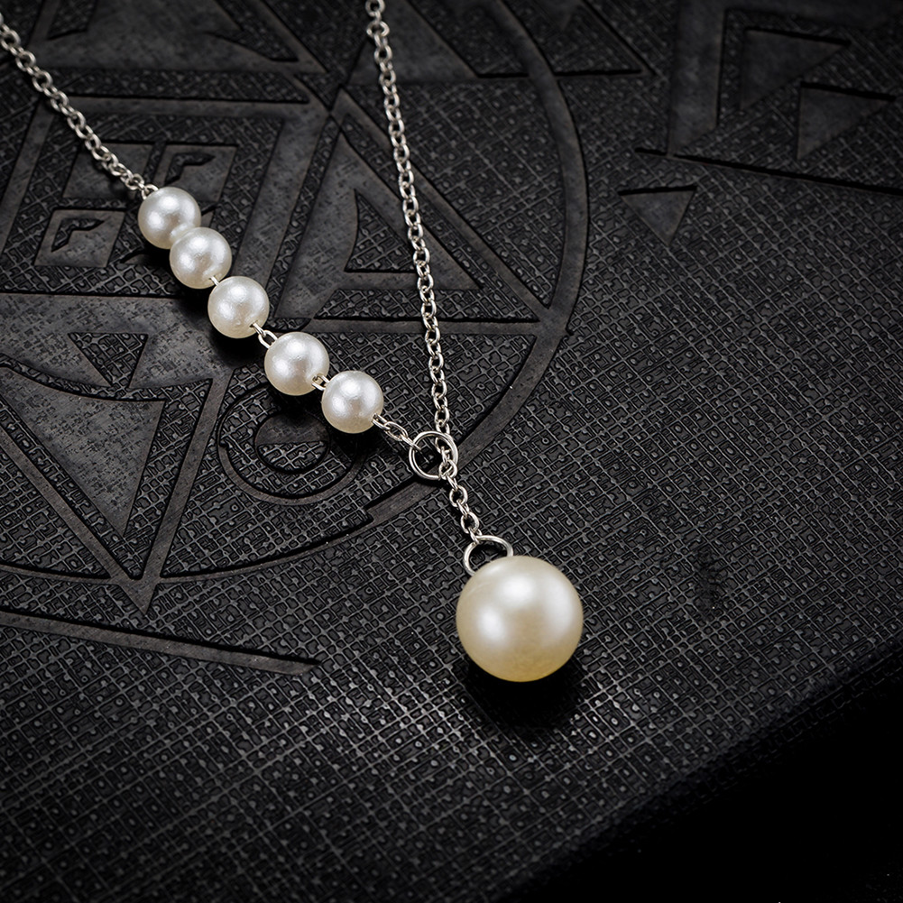 Chic Silver Plated White Pearl Woman Chain Wedding Necklace N-A551 Gift