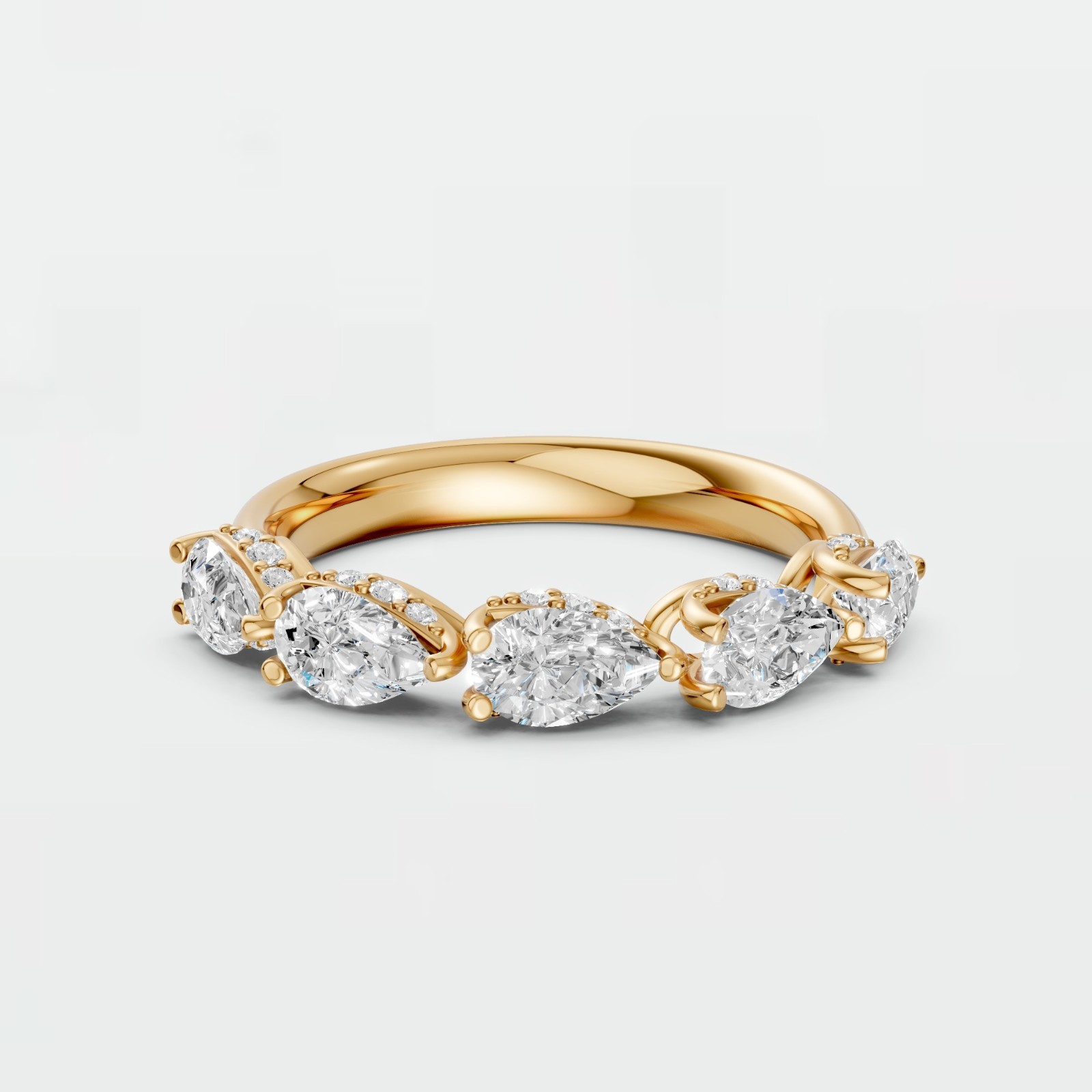 Half Eternity Ring Pear Lab Grown Diamond Stackable Wedding Band