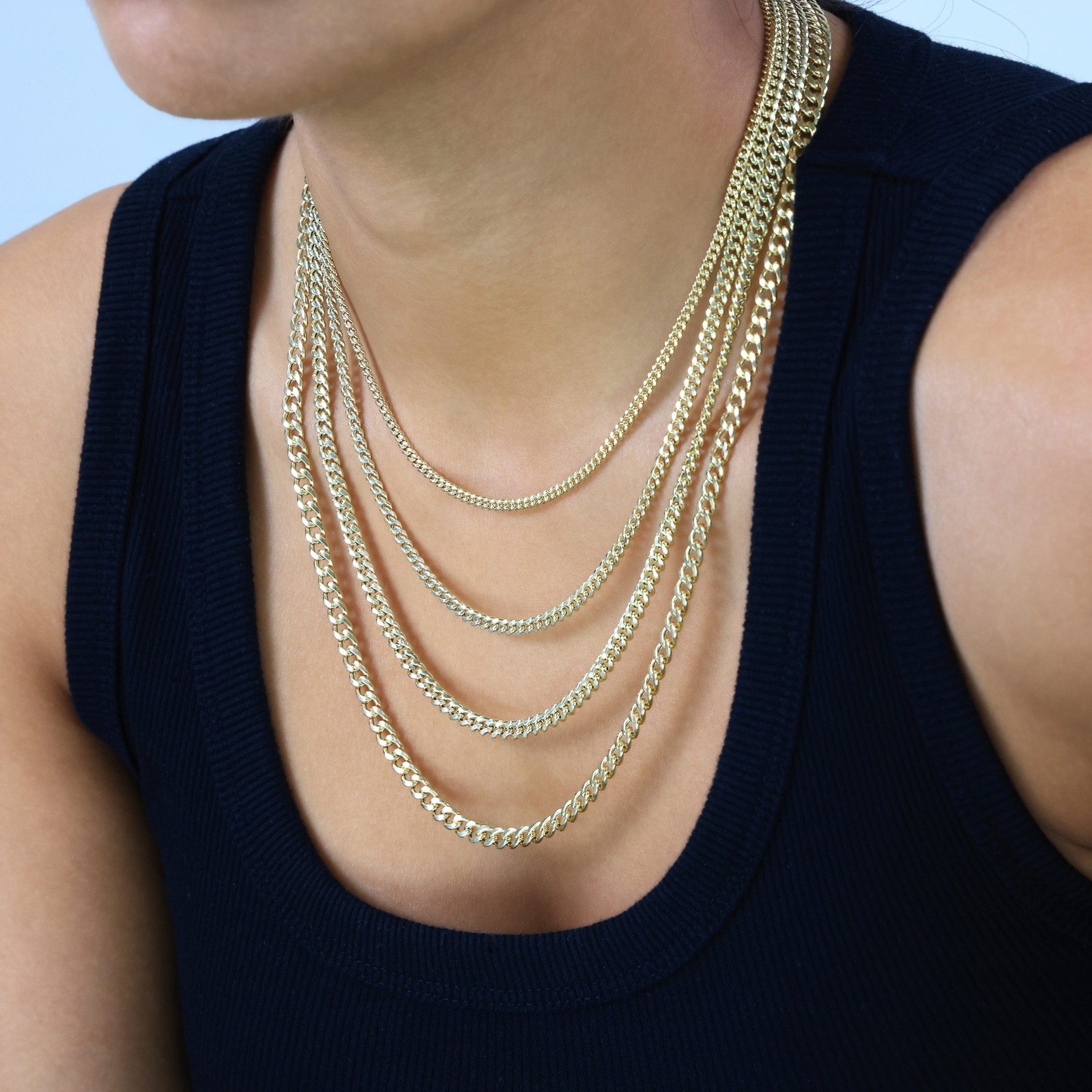 10K Real Yellow Gold 3mm-12.6mm Miami Cuban Lightweight Chain Necklace 16″ – 30″