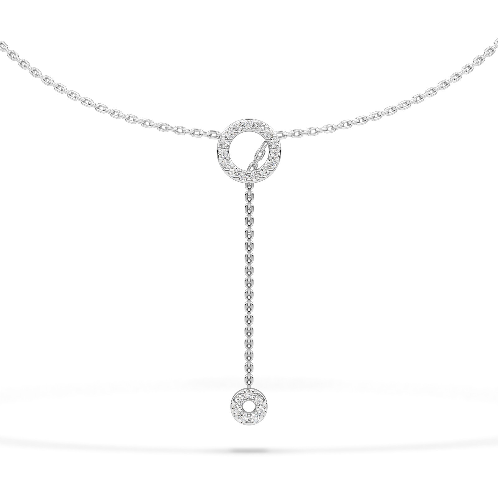 Round Cut Natural or Lab Grown Diamond Circle Drop Necklace in 10K 14K 18K Gold