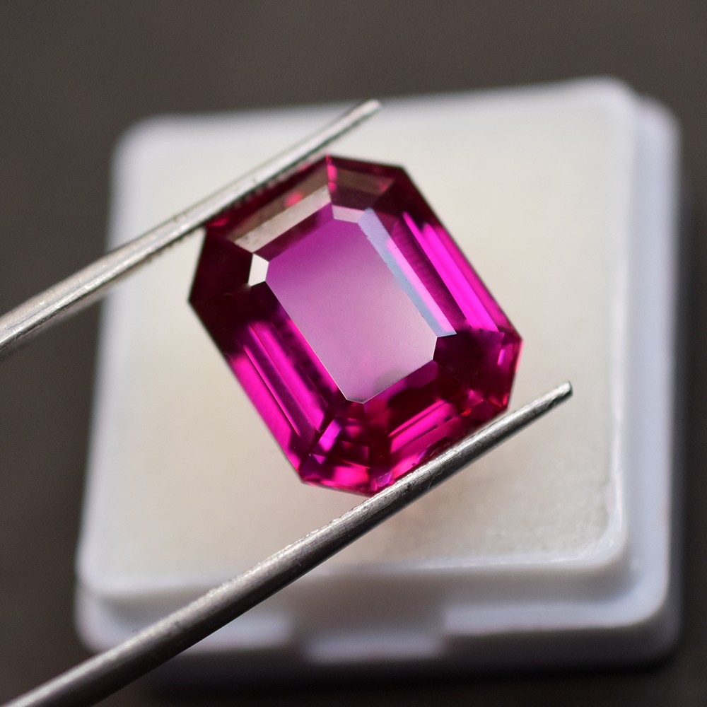 16.8 Ct Natural Emerald Cut Dark Pink Kunzite CERTIFIED Heated Loose Gemstone