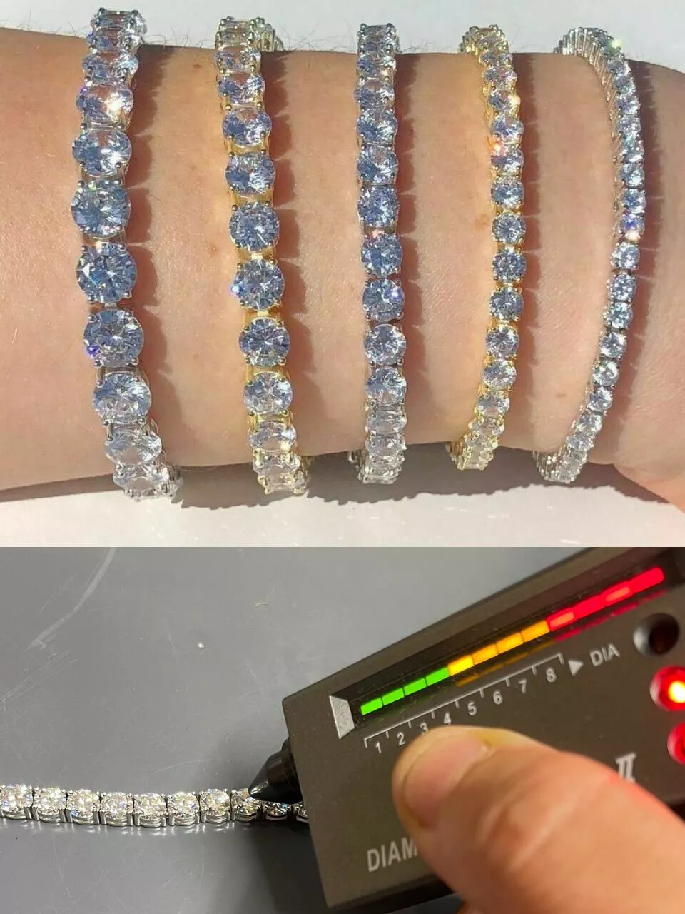2-8mm REAL VVS D Color MOISSANITE Tennis Chain Bracelet 925 Silver Pass Tester!!