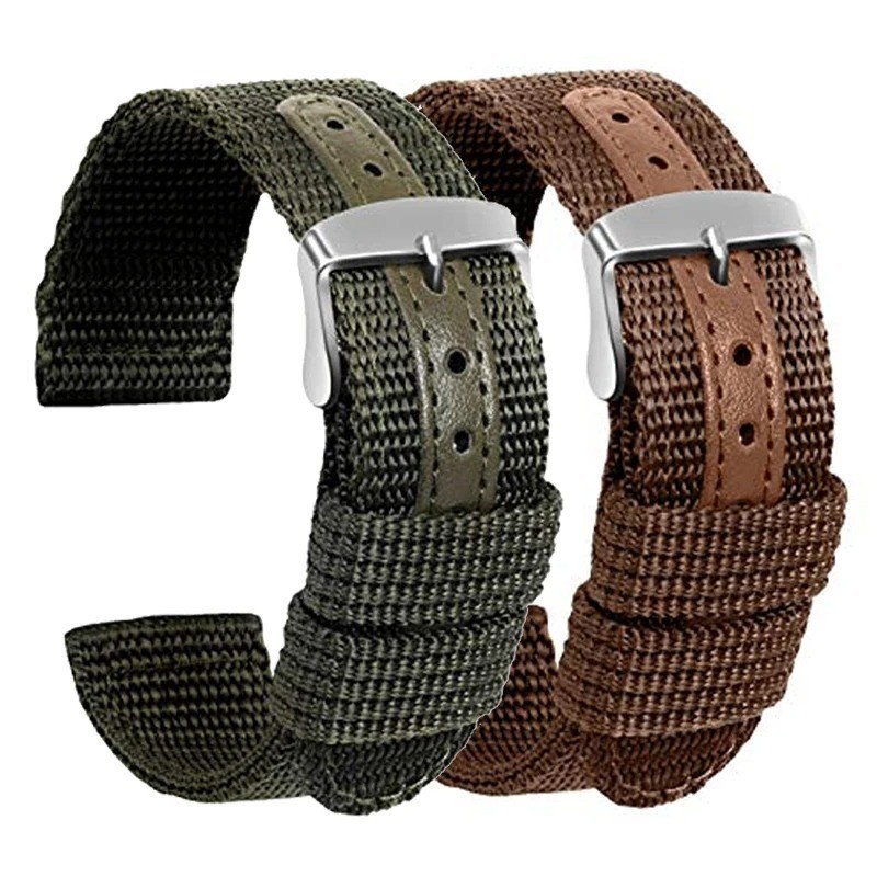 18mm 20mm 22mm 24mm Military Canvas Nylon Watch Band Strap Bracelet