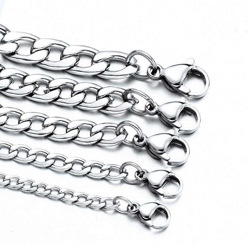 2-15mm Stainless Steel Curb Cuban Chain 16-36” Woman Man NEVER FADE