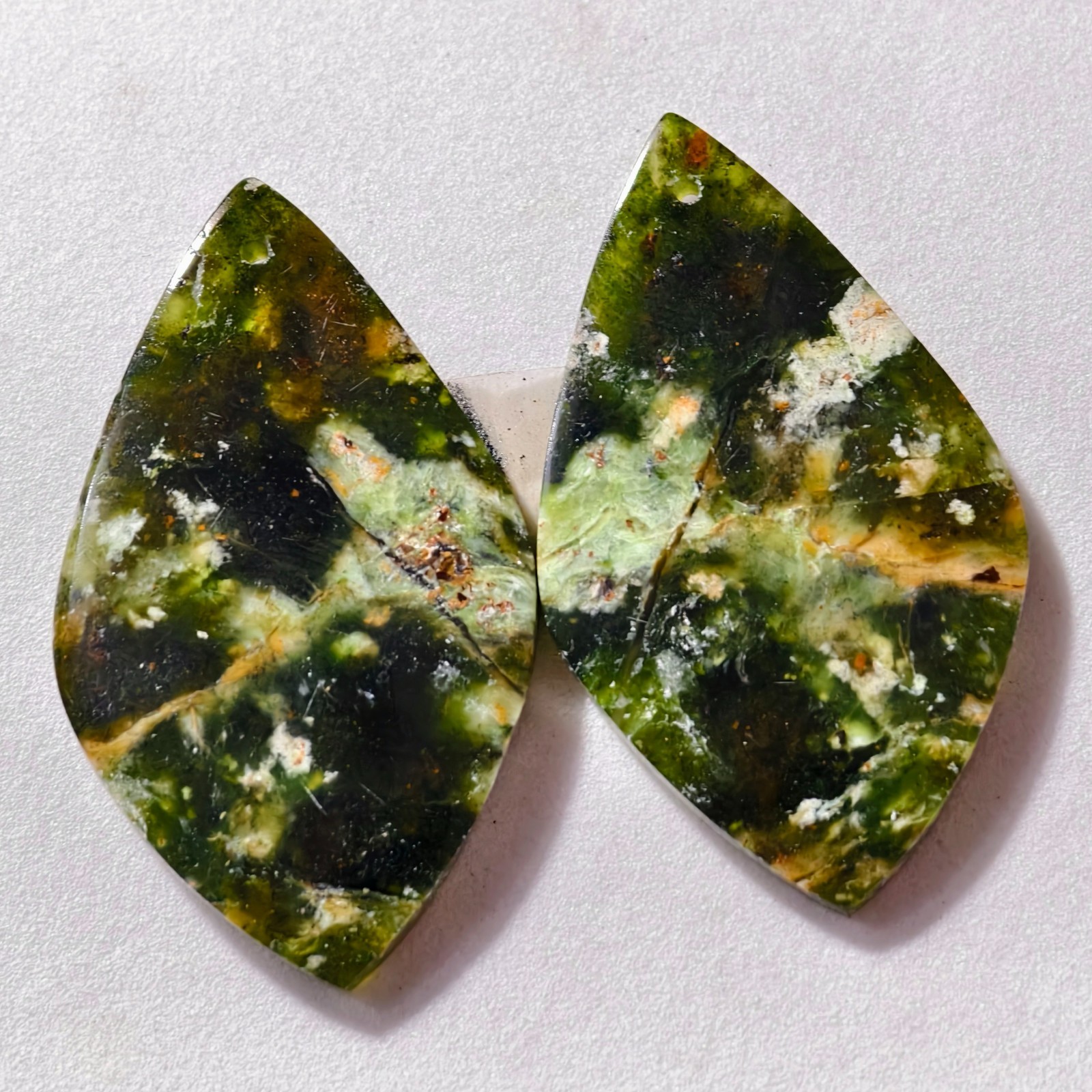 72 Cts Natural Chrome Chalcedony Drilled Pair Cabochon Gemstone 45 X 26 MM
