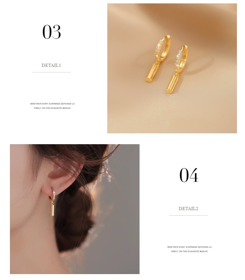 Cylindrical Geometric Niche Light-luxury Ear Clips