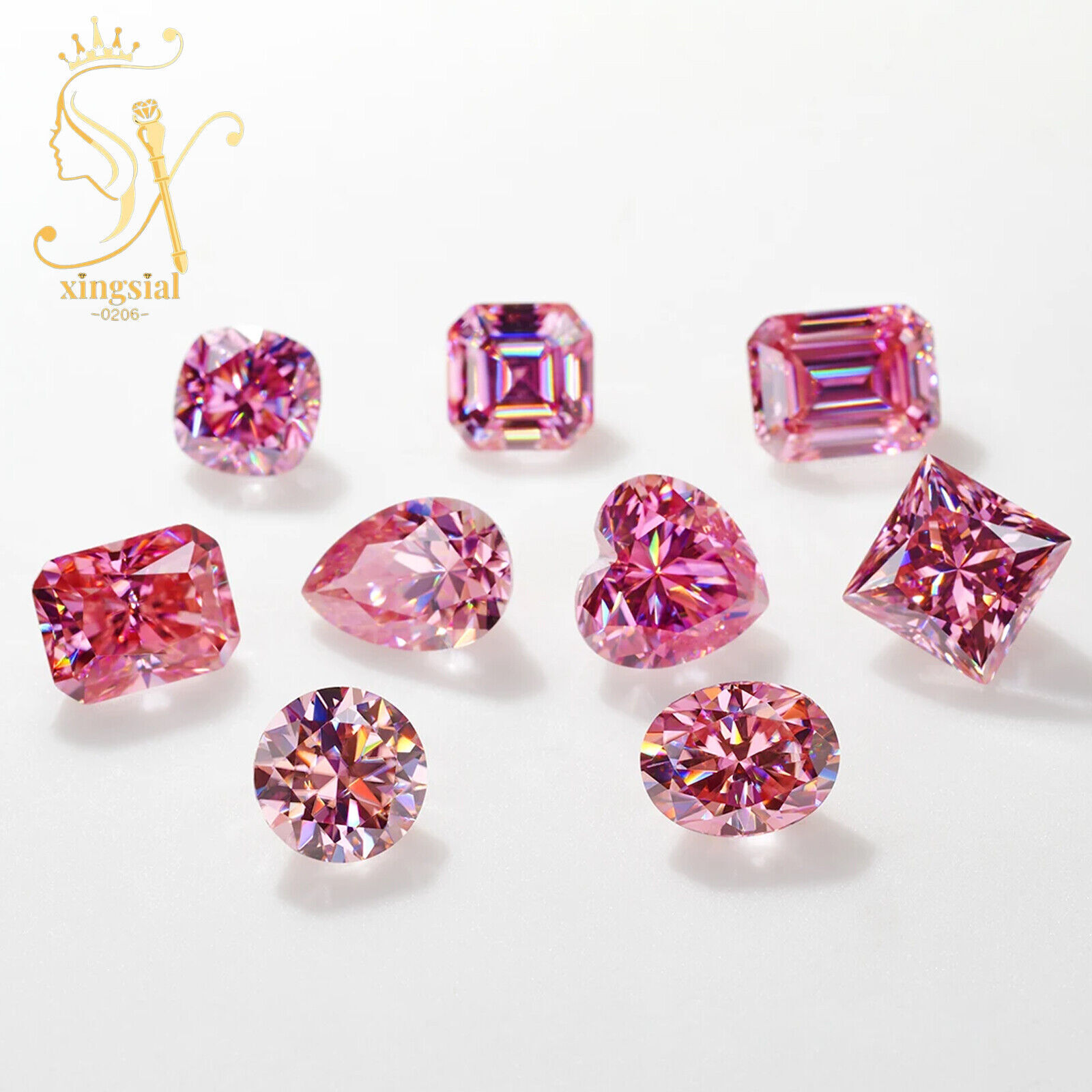 0.1CT~5.0CT Pink Color Moissanite Loose Stone Fancy Cut GRA Certificate Gemstone