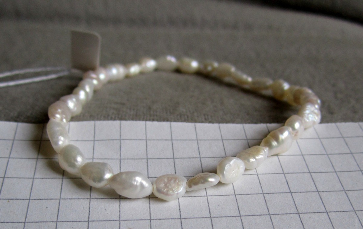 Freshwater cultured pearl cream Baroque bracelet for arm widths approx. 16-20 cm elastic
