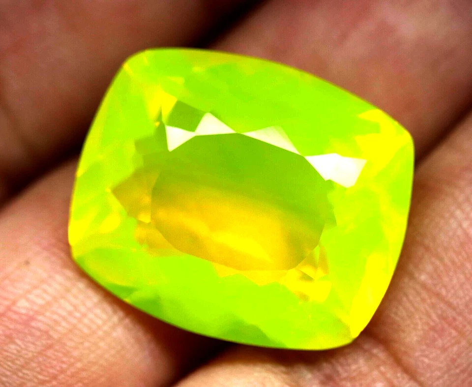 110.10 Carat Certified Neon Yellow Fire Opal Cushion Cut Flawless Loose Gemstone
