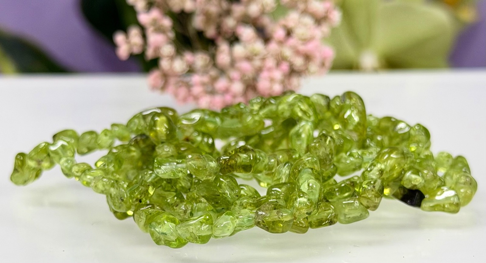 Wholesale 6 Pcs Natural Peridot Tumble Crystal Bracelet 7.5”