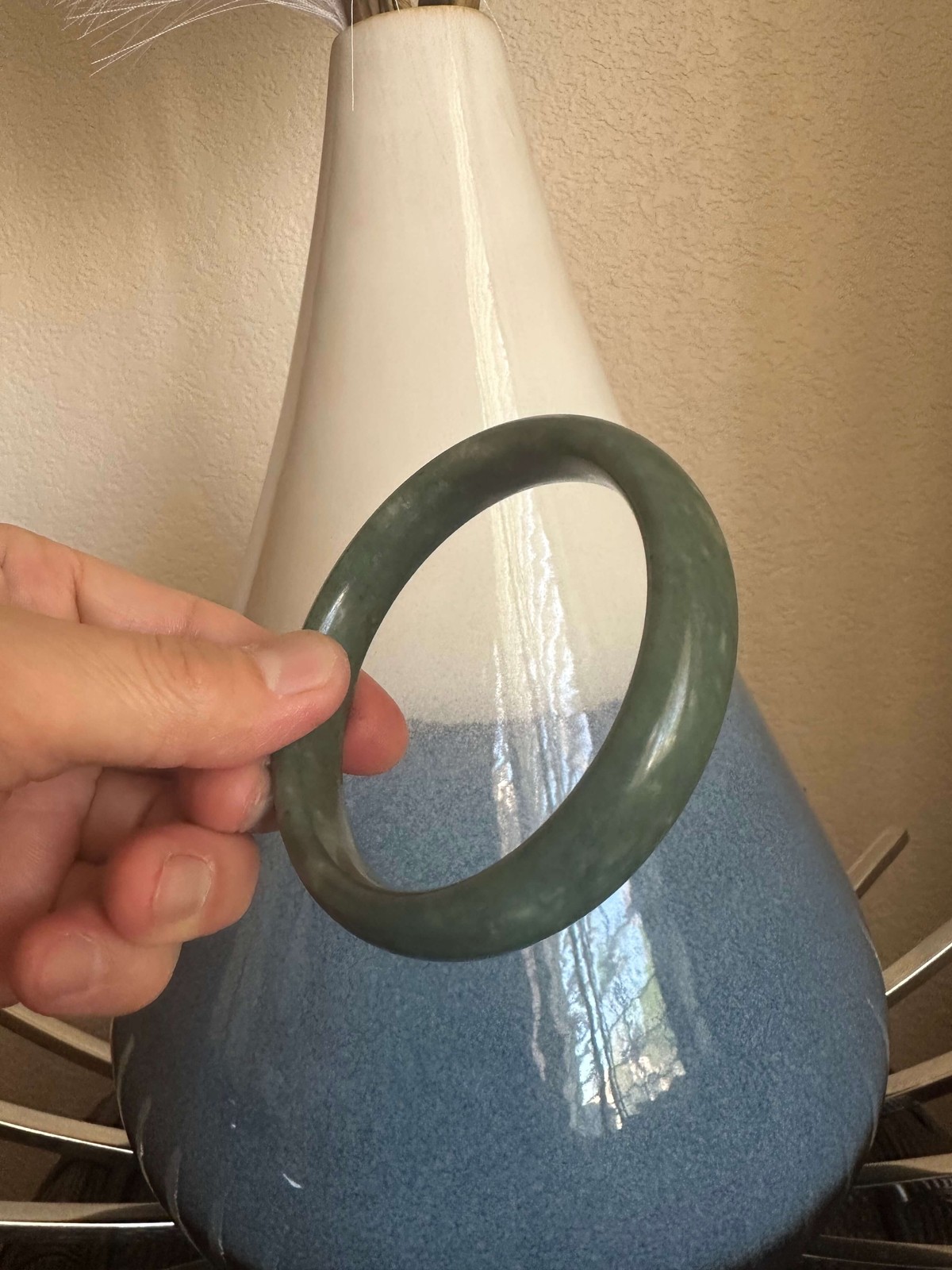 Gorgeous Dark Green Real Jade Bracelet Bangle Taiwan Wealth Good Fortune Luck RX