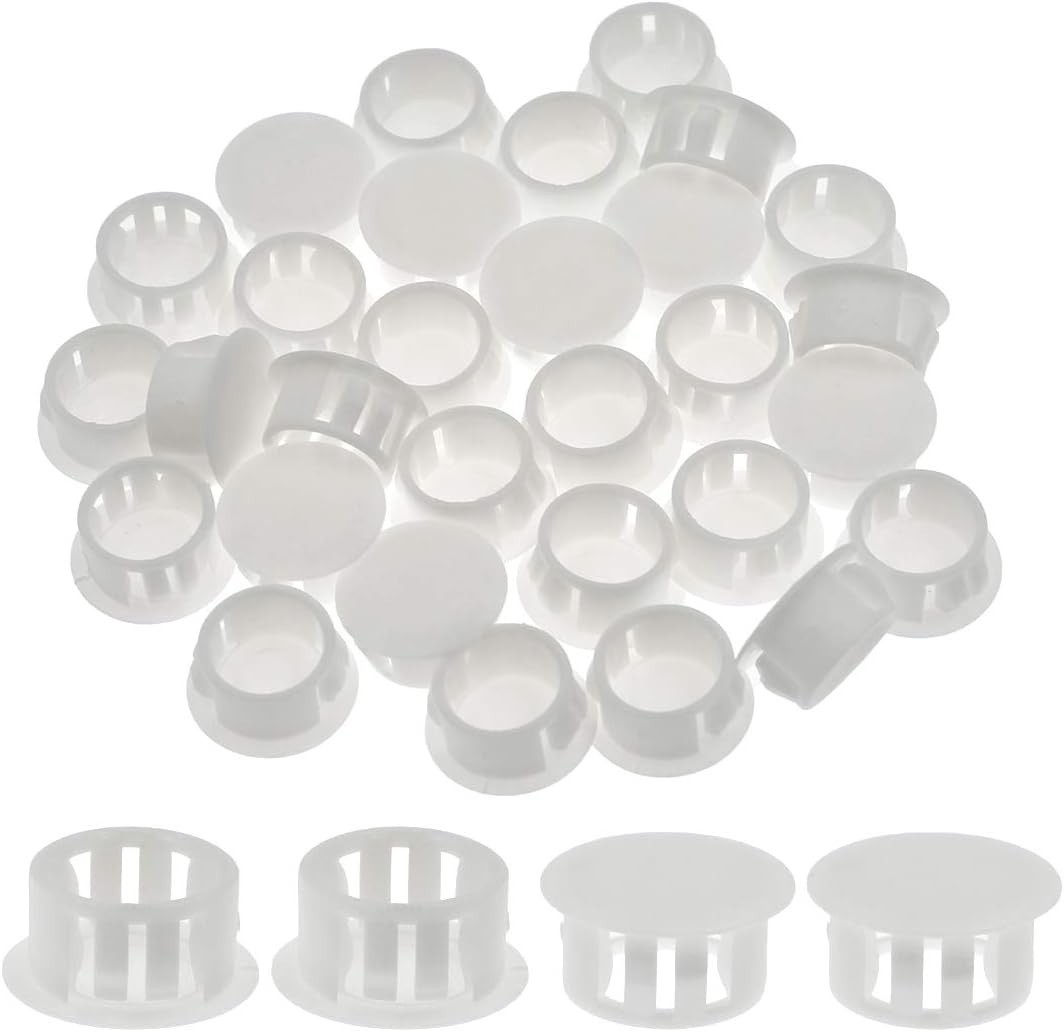 30PCS 16mm 5/8″ White Hole Plugs Plastic | Flush Type, Snap in Locking, Furni…