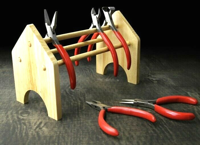 Plier Rack Tool Organizer Jewelry Bench Top Wooden Rack Stand Holder for Pliers