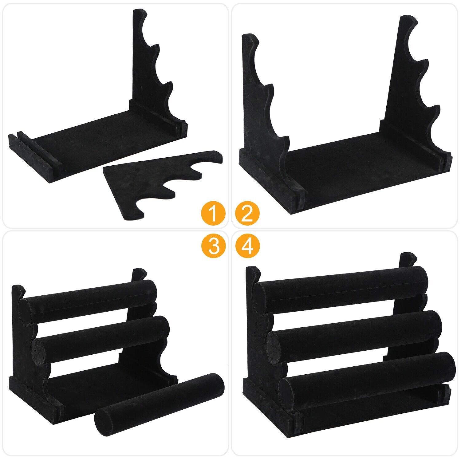 3-Tier Bracelet Display Stand Watch Holder Velvet Jewelry Bangle Rack Organizer