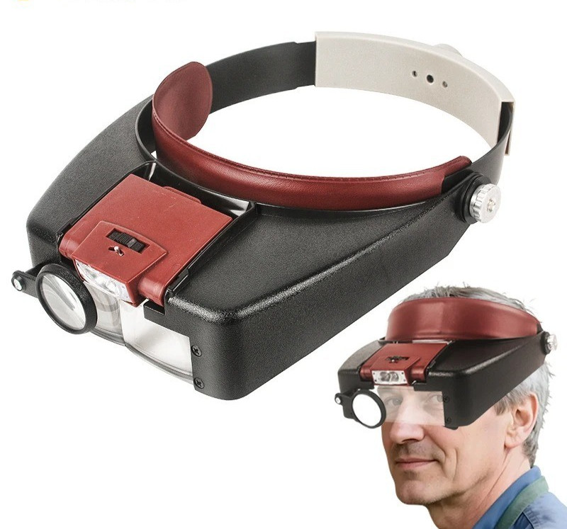 LED Jewelers Headband Head Magnifier Illuminated Visor Magnifying Glasses Loupe
