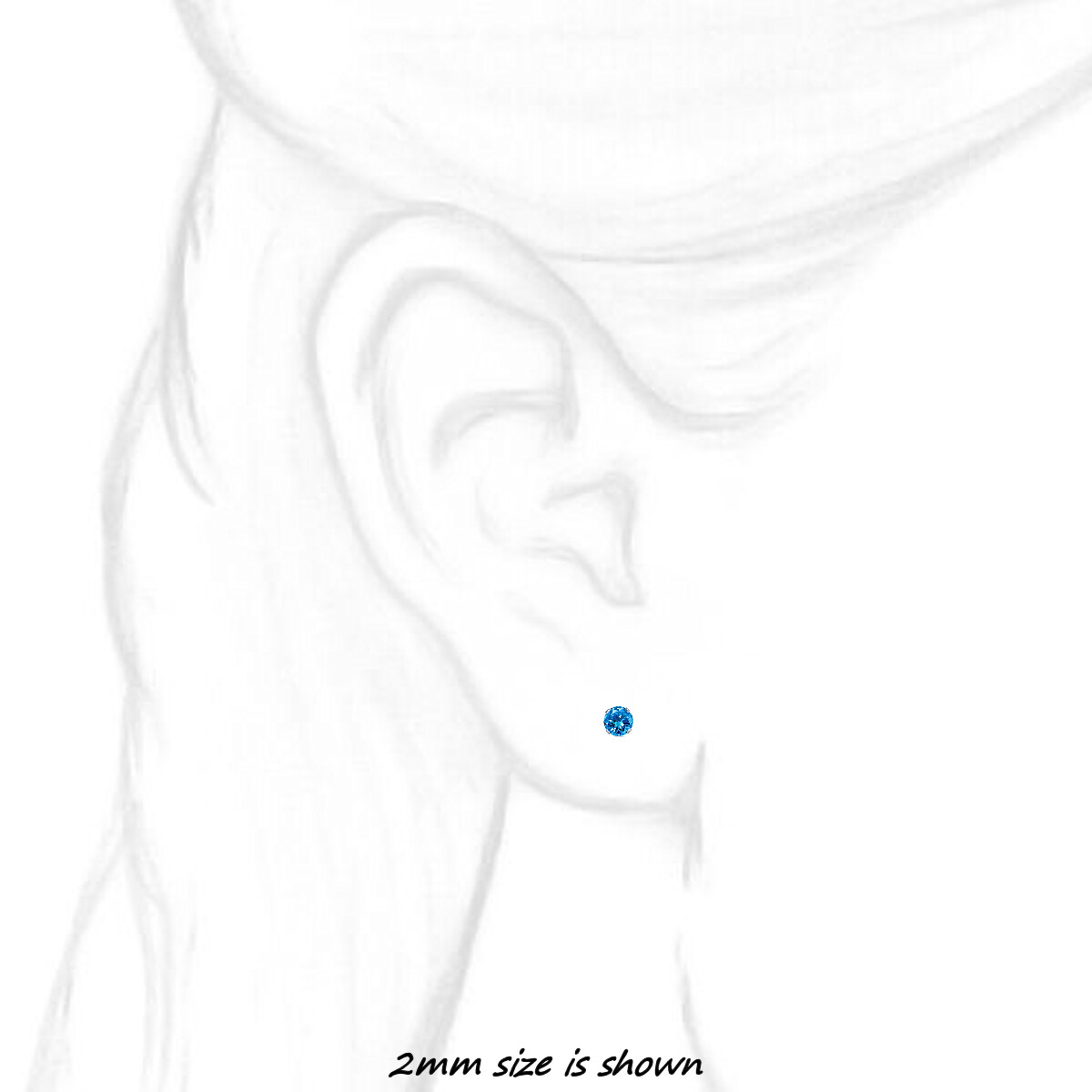 1000 Jewels Brilliant Cut Simulated Blue Zircon Sterling Silver Stud Earrings