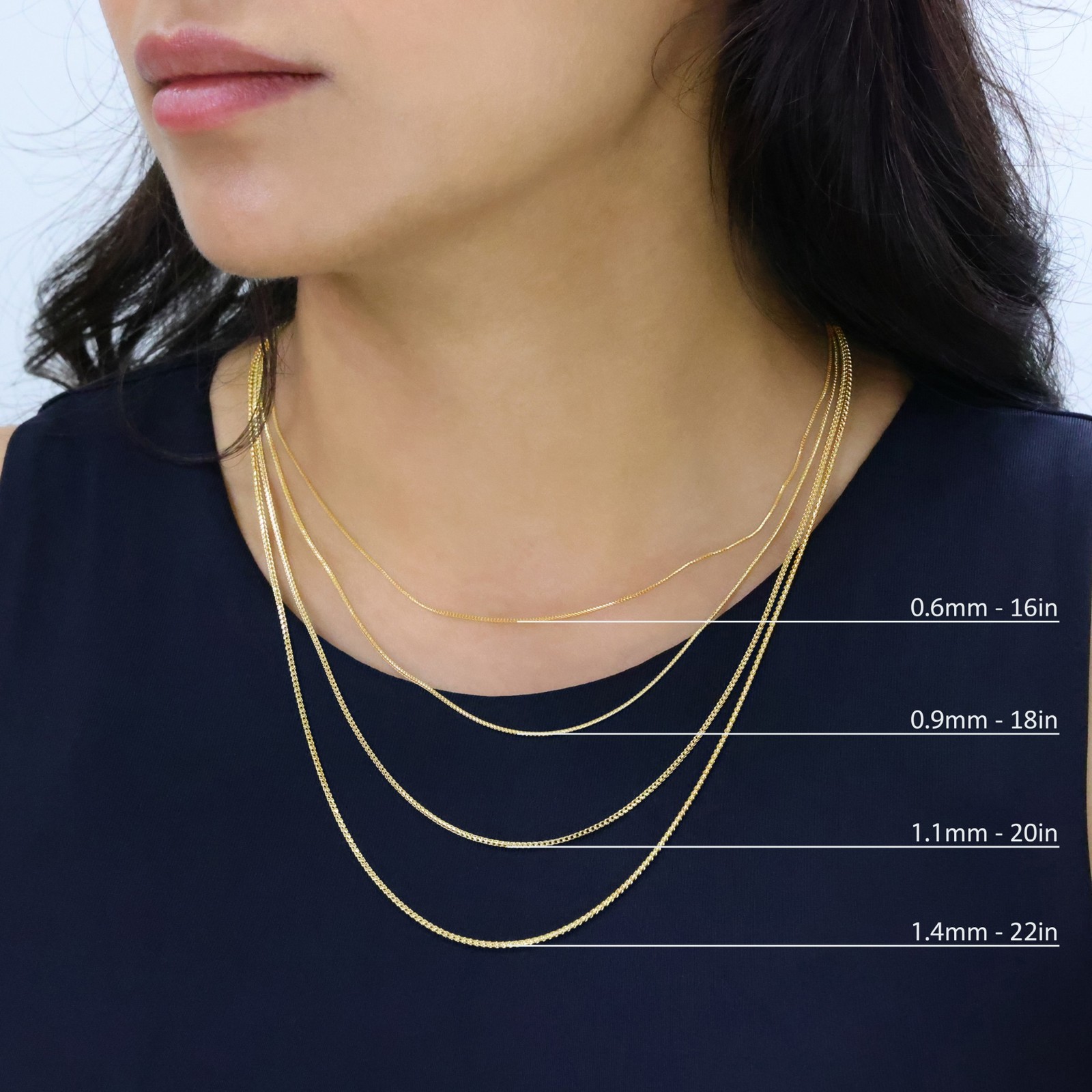 14K Yellow Gold Solid Franco 1mm-6mm Diamond Cut Chain Necklace Bracelet 7″-30″