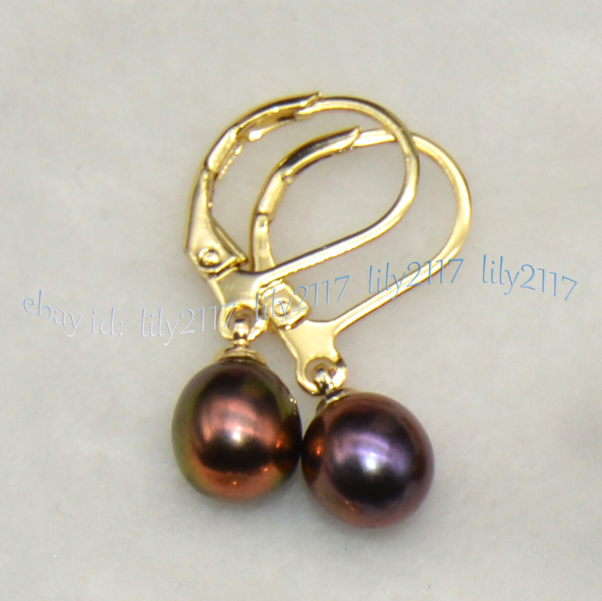 Multicolor 7-8mm Natural Freshwater Rice Pearl Dangle Gold Leverback Earrings