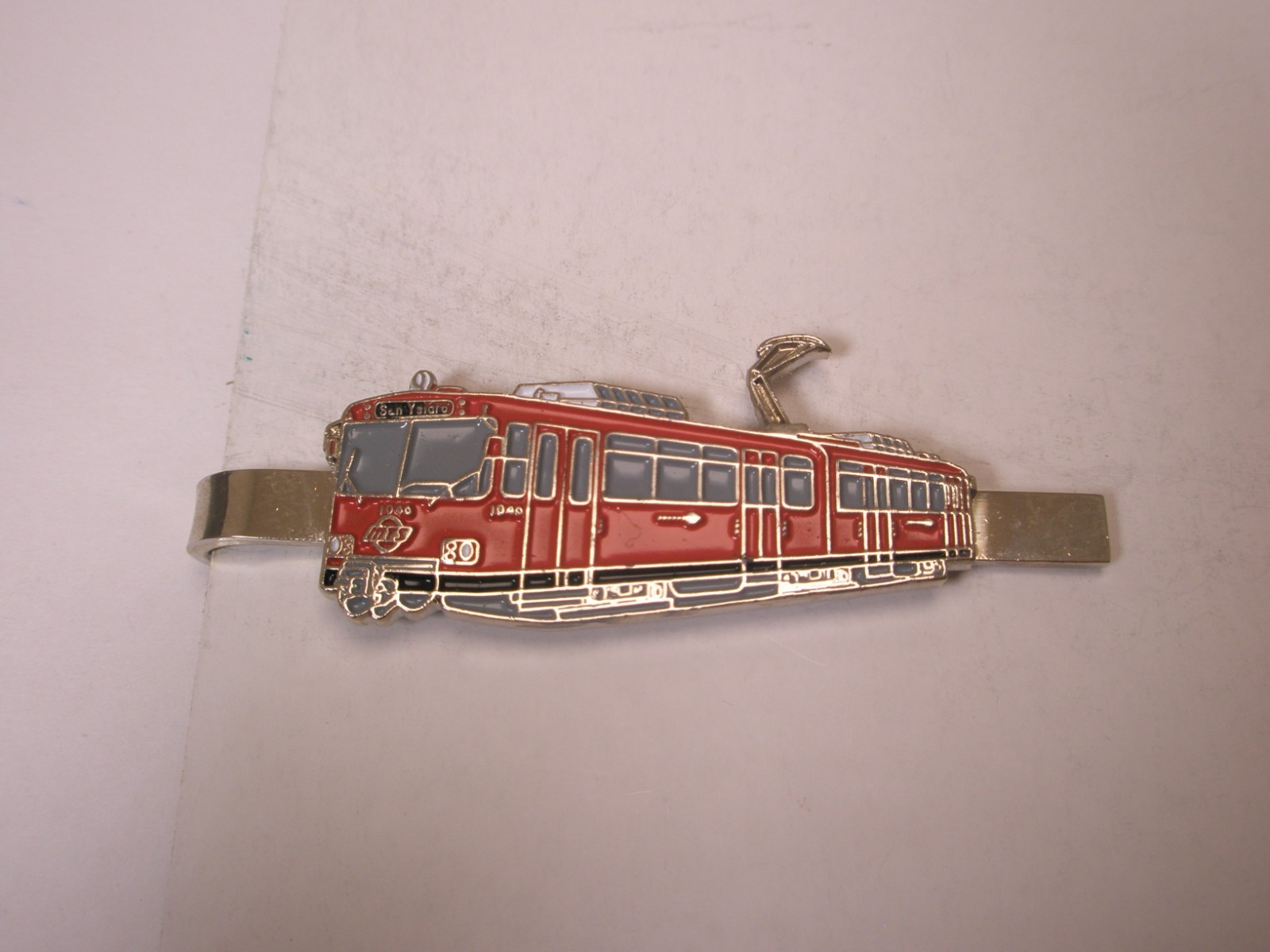 San Ysidro Trolley U2 Light Rail Red Train Car#1046 Tram Vintage Tie Bar Clip