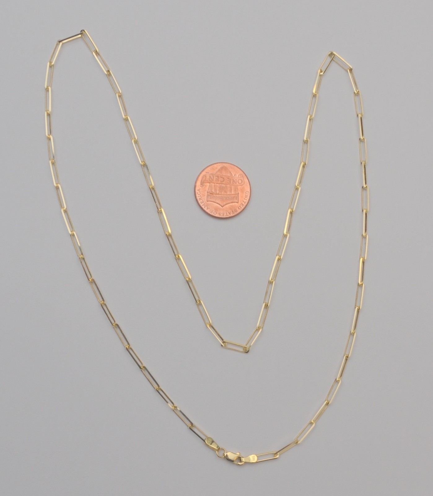 14K Yellow Gold Paperclip Link Chain Necklace 22”