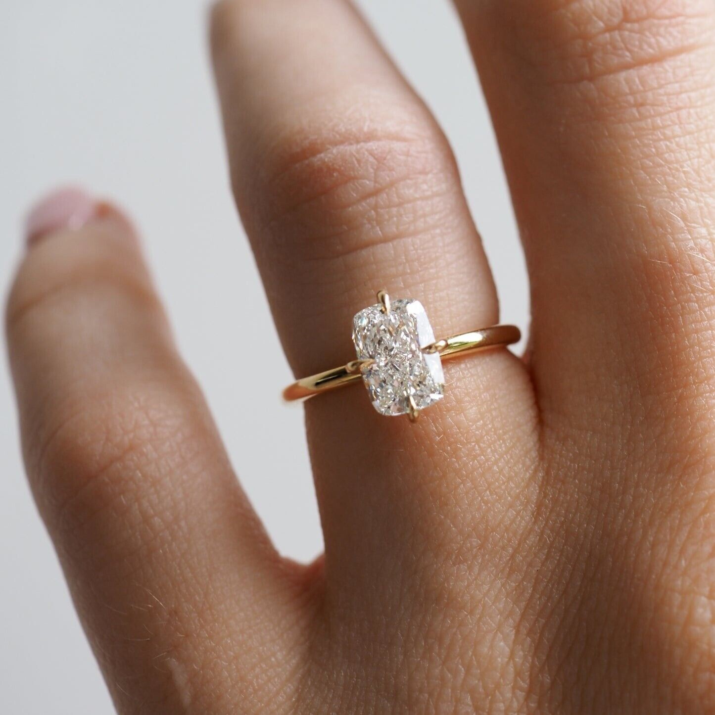 4 Ct Cushion Cut Simulated Diamond Engagement Ring 14K Yellow Gold Plated
