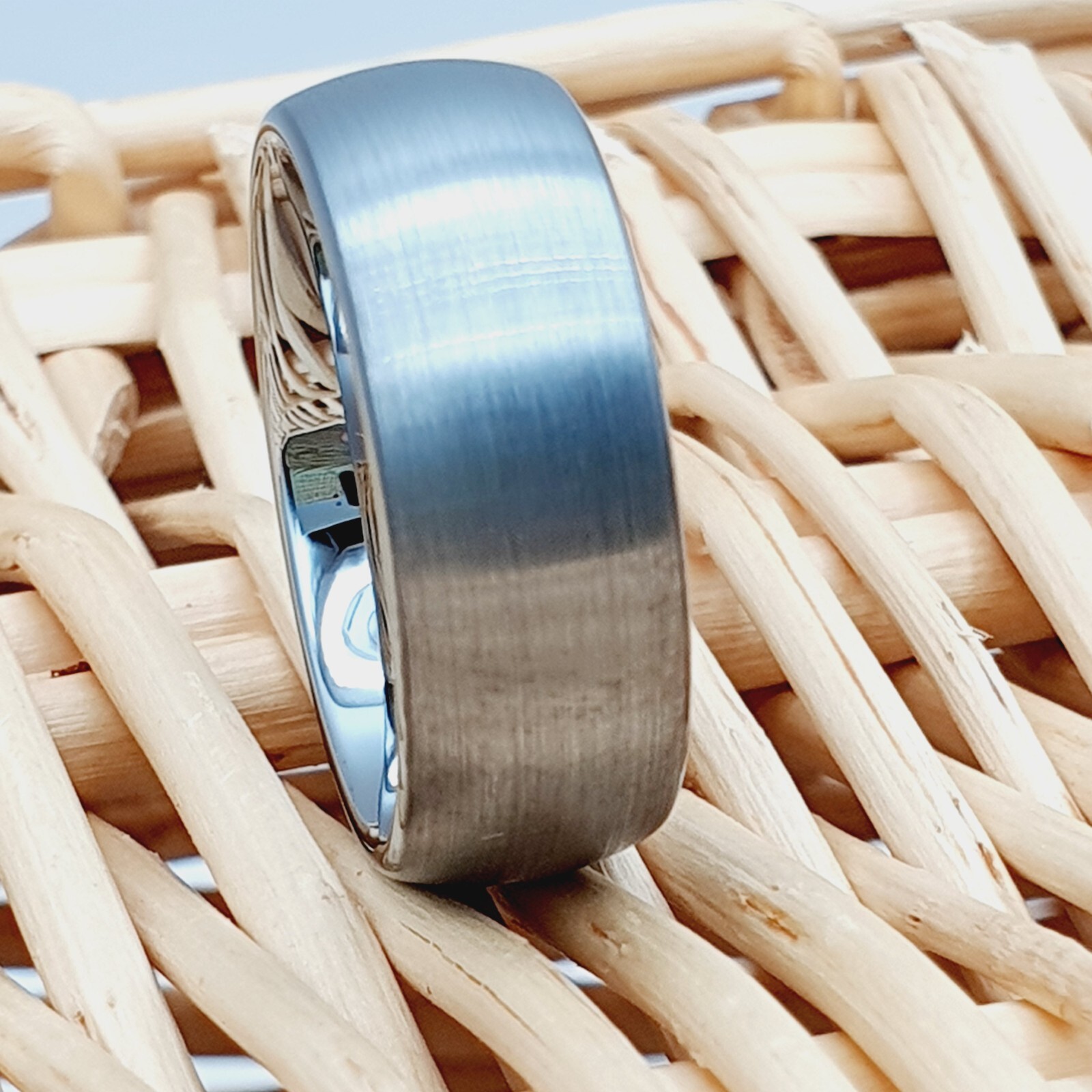 Matte Satin Brushed Silver Ring Domed Edges Tungsten Carbide Comfort-Fit Band