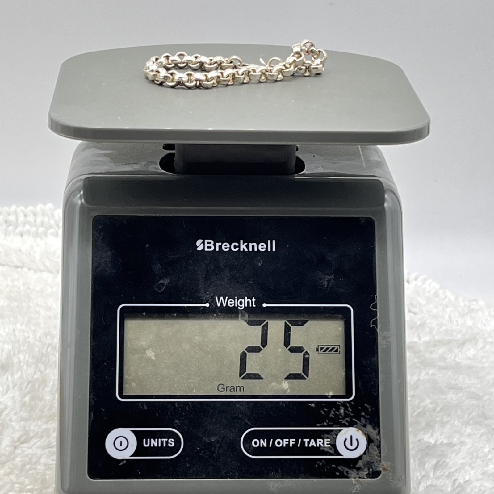 999 Fine Silver Bracelet Chunky Rolo Belcher Links 25 Grams 7″