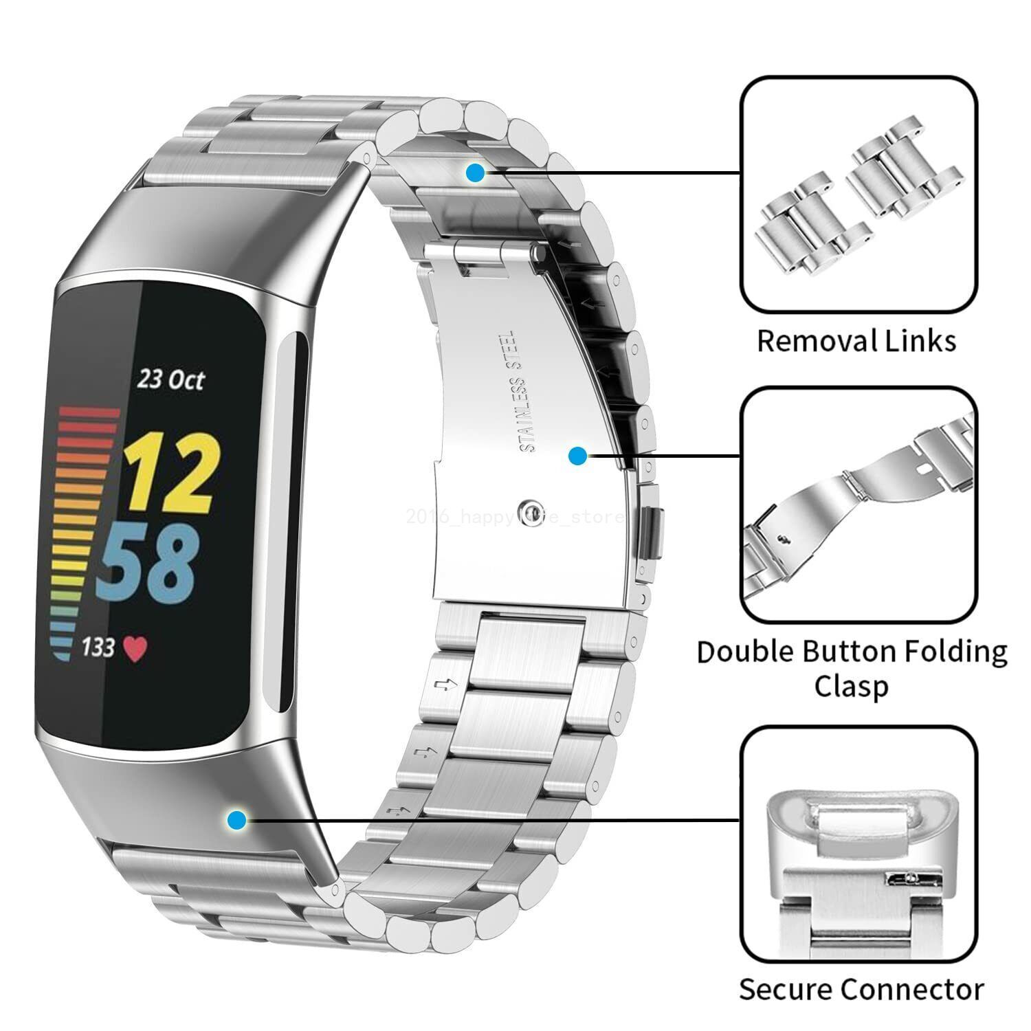 For Fitbit Charge 5 6 Metal Stainless Steel Watch Band Strap Bracelet Wristband