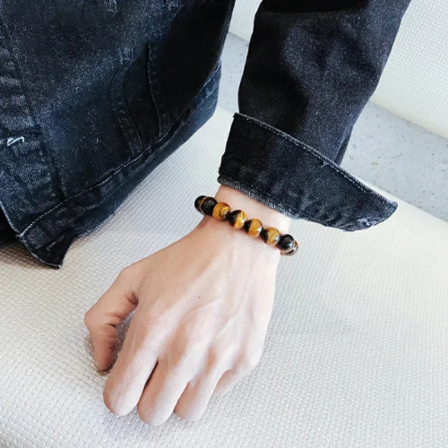 Genuine Tiger’s Eye 8mm Beaded Healing Chakra Protection Men Women Bracelet Gift