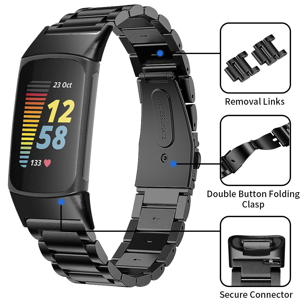 Metal Stainless Steel Band Strap Bracelet Wristband Loop For Fitbit Charge 6