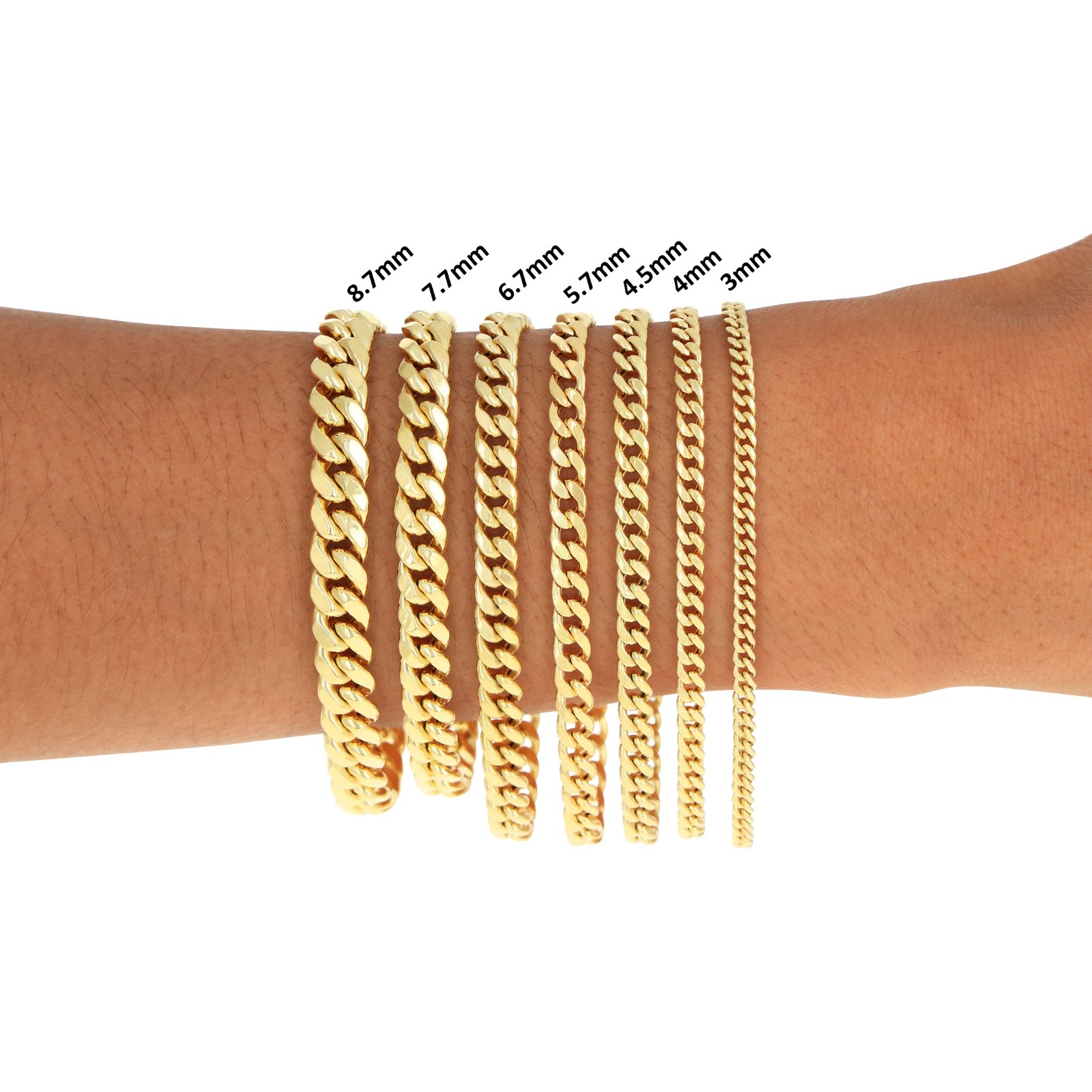 10K Real Yellow Gold 3mm-12.6mm Miami Cuban Lightweight Chain Necklace Bracelet