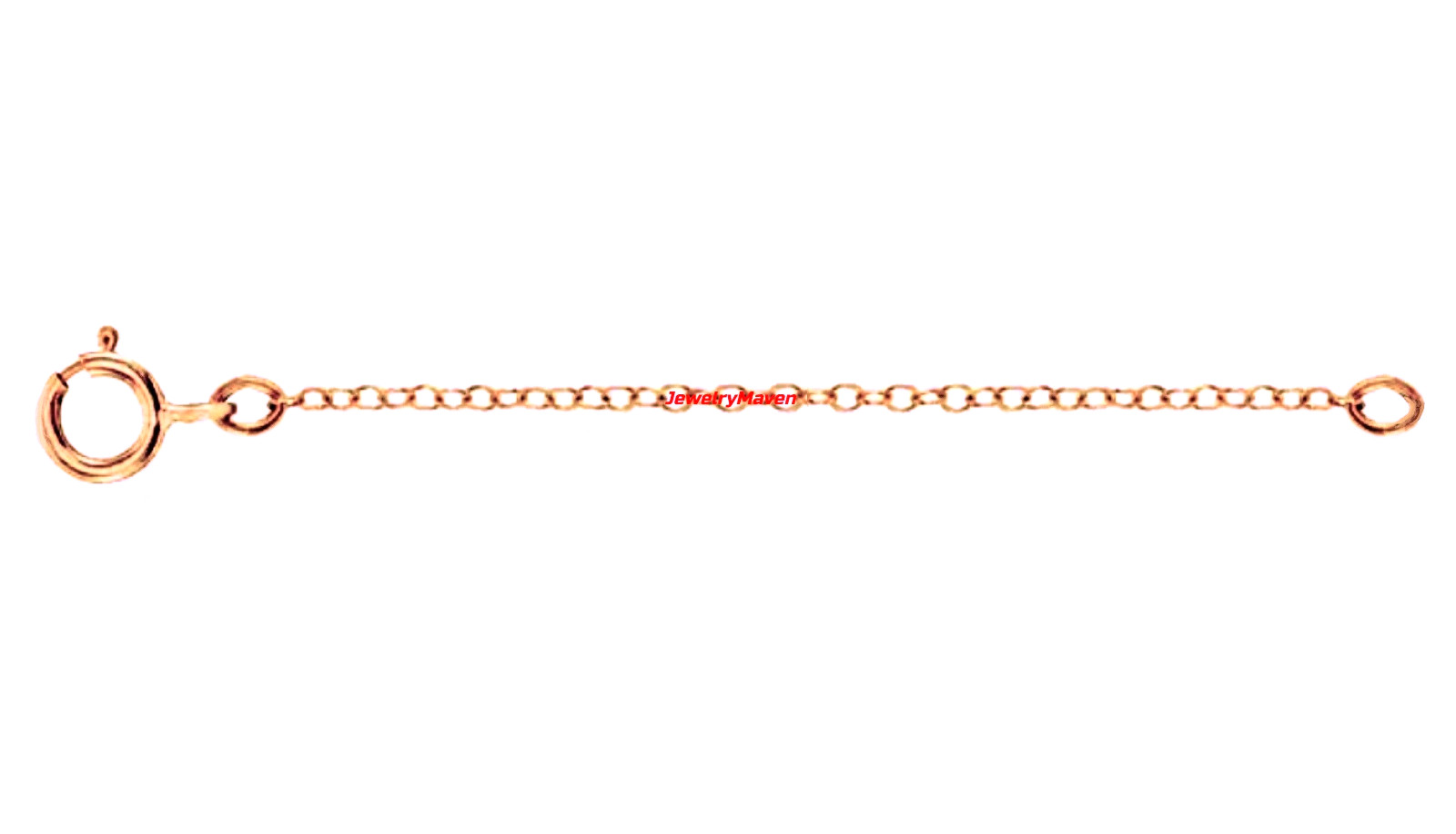 14k 1.2mm Cable Rose Gold 4.5mm Spring Ring Clasp 2.25″ Safety Chain Extender