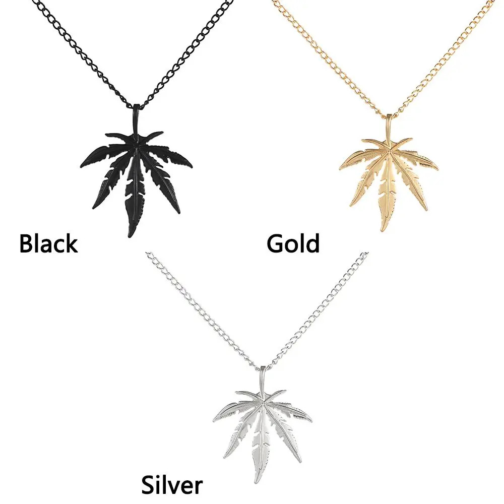 Gift Fashion Titanium Steel Rock Punk Retro Hip Hop Choker Leaf Pendant Maple Le
