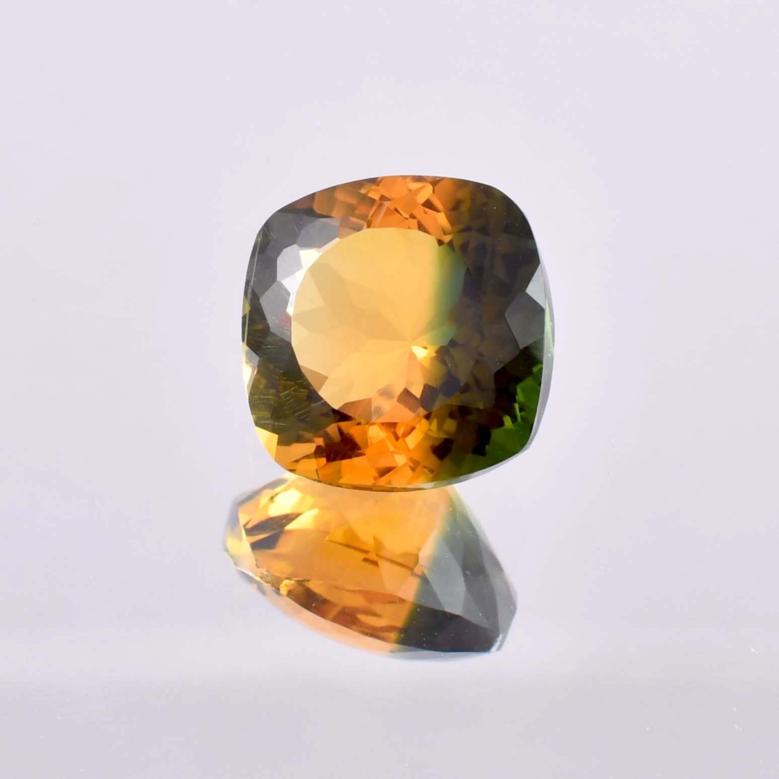 Flawless Natural Bi-Color Yellow Green Tourmaline (GIT Certified) Loose Gemstone
