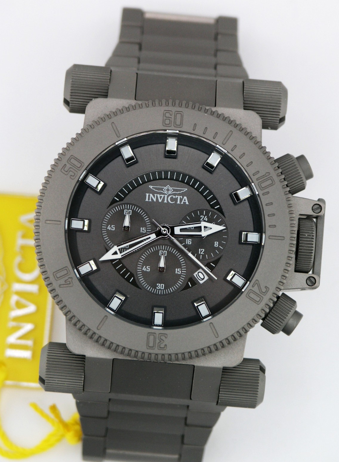 NEW INVICTA 48221 COALITION FORCES ALL TITANIUM BLACK CHRONOGRAPH WATCH 51MM