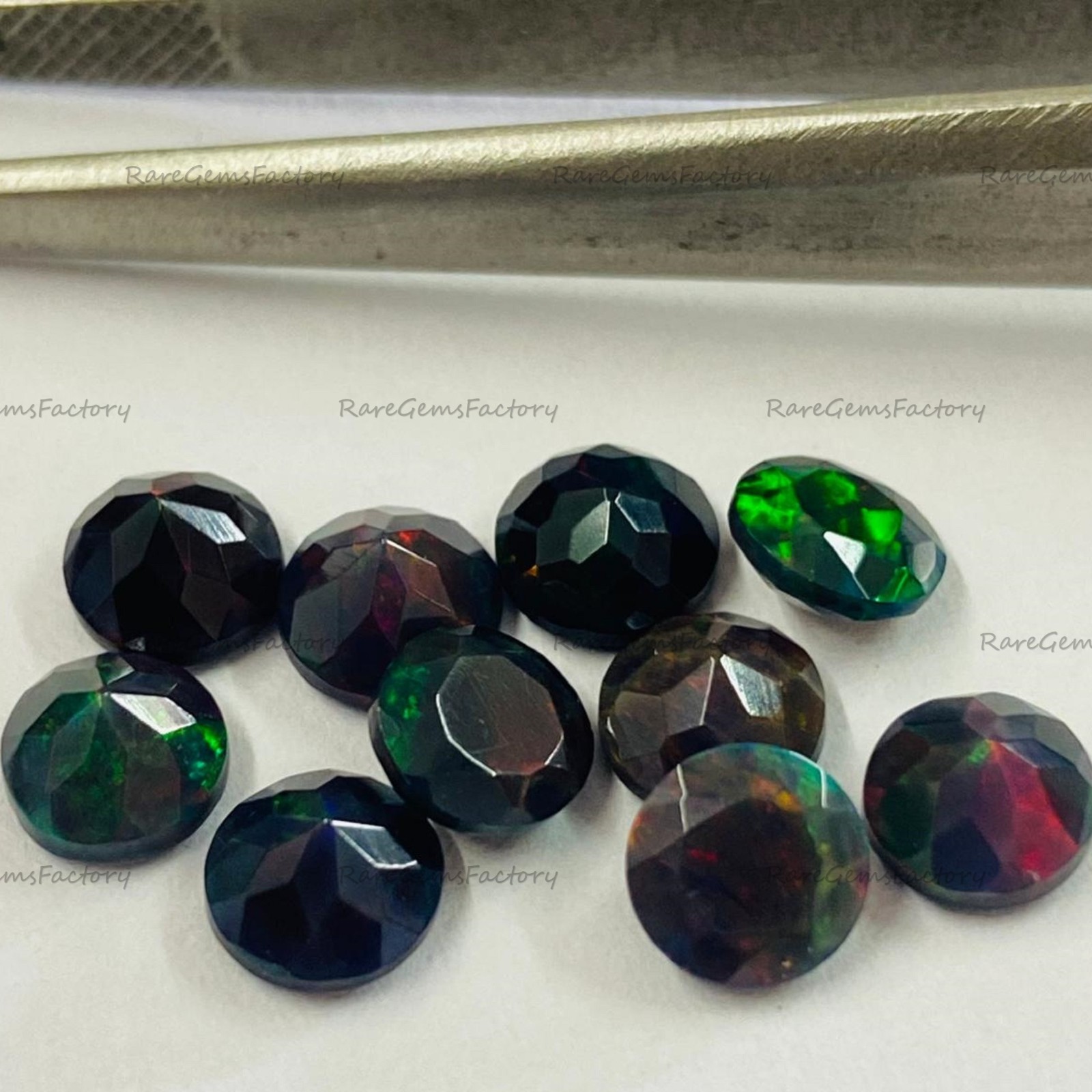 Natural Black Ethiopian Opal Round Faceted Cut 3mm–8mm Loose Calibrated Gemstone