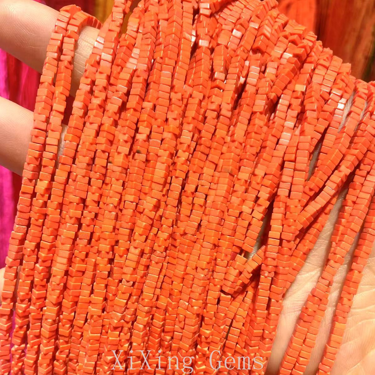 1x2mm Deep Orange Red Turquoise Flat Square Disc Spacer Beads for Jewelry Making