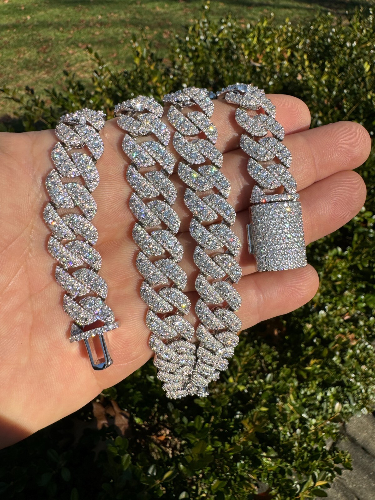 MOISSANITE Real Miami Cuban Link Chain Iced Hip Hop 925 Silver Necklace 16″-30″