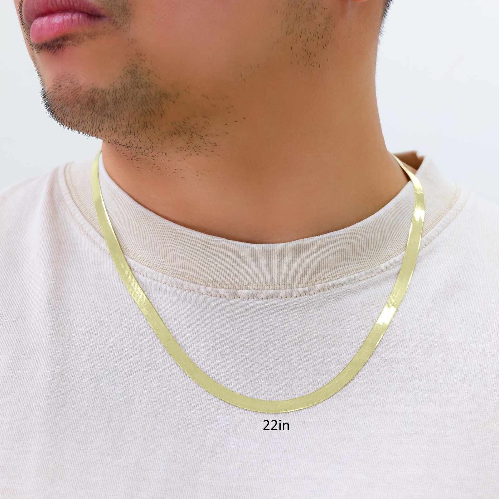 10K Yellow Gold Solid 3mm-9mm Flat Herringbone Chain Necklace Women Men 16″- 24″