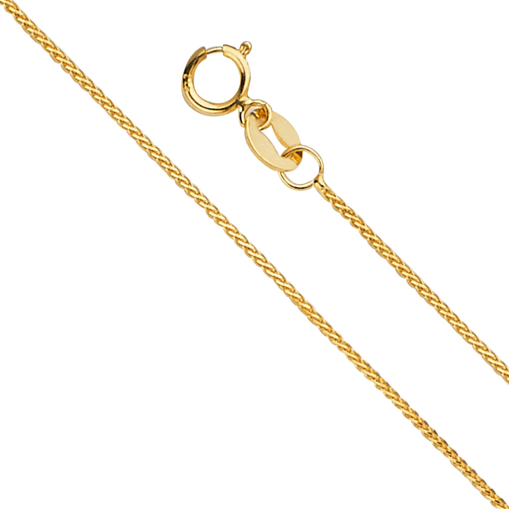 GOLD – 14K Yellow Gold 0.8mm 8 Diamond Cut Round Wheat Shiny